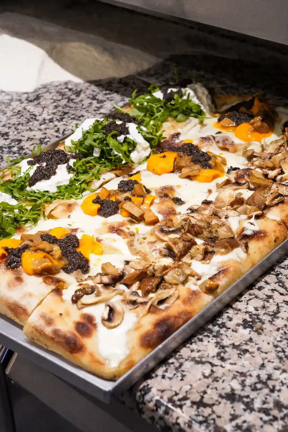 Pizza al taglio with grilled vegetables